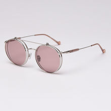 Load image into Gallery viewer, 49099 SteamPunk Round Polarized Flip Sunglasses Men Women Shades UV400 Vintage Glasses
