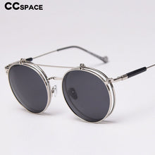 Load image into Gallery viewer, 49099 SteamPunk Round Polarized Flip Sunglasses Men Women Shades UV400 Vintage Glasses