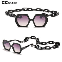 Load image into Gallery viewer, 49117 Oversized Chain  Polygon Sunglasses Men Women Shades UV400 Vintage Glasses