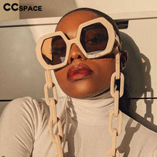 Load image into Gallery viewer, 49117 Oversized Chain  Polygon Sunglasses Men Women Shades UV400 Vintage Glasses