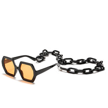 Load image into Gallery viewer, 49117 Oversized Chain  Polygon Sunglasses Men Women Shades UV400 Vintage Glasses