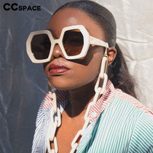 Load image into Gallery viewer, 49117 Oversized Chain  Polygon Sunglasses Men Women Shades UV400 Vintage Glasses