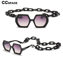 Load image into Gallery viewer, 49117 Oversized Chain  Polygon Sunglasses Men Women Shades UV400 Vintage Glasses