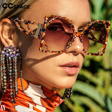49127 Oversized Square  Sunglasses Hollow Men Women Shades UV400 Vintage Glasses