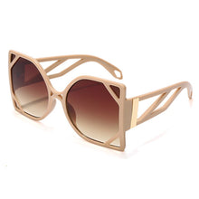 Load image into Gallery viewer, 49127 Oversized Square  Sunglasses Hollow Men Women Shades UV400 Vintage Glasses