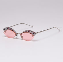 Load image into Gallery viewer, 49175 Alloy Rimless Black Dots Print Sunglasses Men Women Shades UV400 Vintage Glasses