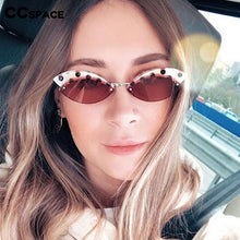 Load image into Gallery viewer, 49175 Alloy Rimless Black Dots Print Sunglasses Men Women Shades UV400 Vintage Glasses