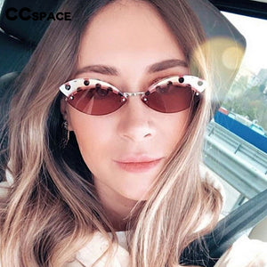 49175 Alloy Rimless Black Dots Print Sunglasses Men Women Shades UV400 Vintage Glasses