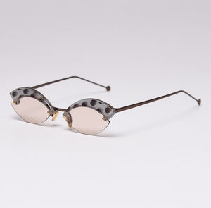49175 Alloy Rimless Black Dots Print Sunglasses Men Women Shades UV400 Vintage Glasses