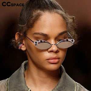 49175 Alloy Rimless Black Dots Print Sunglasses Men Women Shades UV400 Vintage Glasses