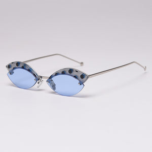 49175 Alloy Rimless Black Dots Print Sunglasses Men Women Shades UV400 Vintage Glasses