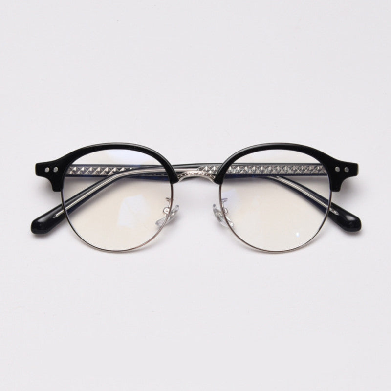 49270 Round Retro Acetate Legs Eyebrow Glasses Frames Men Women Optical Computer Glasses