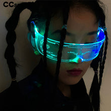 Load image into Gallery viewer, 49345 Funny Party LED Luminous Sunglasses Punk Goggle Men Women Shades UV400 Vintage Glasses