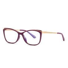 Load image into Gallery viewer, 49399 Cat Eye Anti Blue Plastic Titanium Glasses Frames Ultralight Women Optical Computer Glasses