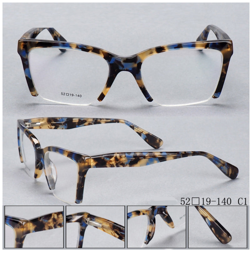 49409 Half Frame Anti Blue Acetate Glasses Frames Upscale Women Optical Computer Glasses