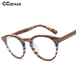 49568 Retro Round Acetate Optical Glasses Frames Men Women Imitation Bamboo Pattern Computer Eyeglasses