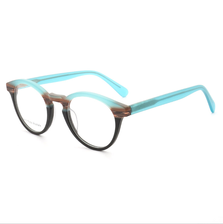 49568 Retro Round Acetate Optical Glasses Frames Men Women Imitation Bamboo Pattern Computer Eyeglasses
