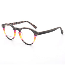 Load image into Gallery viewer, 49568 Retro Round Acetate Optical Glasses Frames Men Women Imitation Bamboo Pattern Computer Eyeglasses