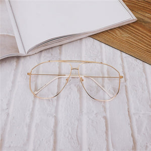 49664 Oversized Square Metal Glasses Frames Men Women Computer Eyeglasses