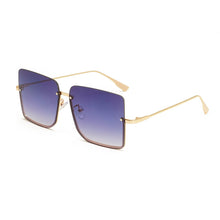 Load image into Gallery viewer, 49703 Half Frame Oversized Women  Sunglasses Square Shades UV400 Vintage Glasses