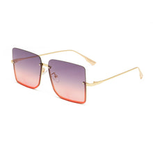 Load image into Gallery viewer, 49703 Half Frame Oversized Women  Sunglasses Square Shades UV400 Vintage Glasses