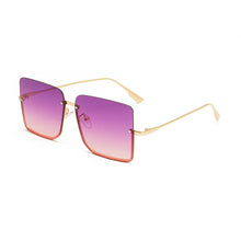Load image into Gallery viewer, 49703 Half Frame Oversized Women  Sunglasses Square Shades UV400 Vintage Glasses