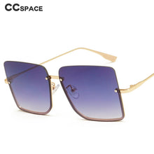 Load image into Gallery viewer, 49703 Half Frame Oversized Women  Sunglasses Square Shades UV400 Vintage Glasses