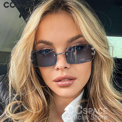49810 Rimless Square Small Frame Punk Women Sunglasses Men Shades UV400 Vintage Glasses