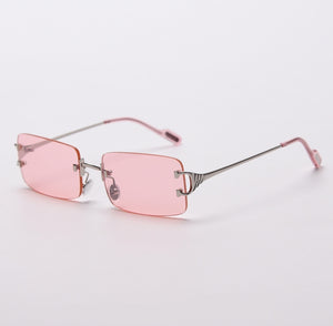 49810 Rimless Square Small Frame Punk Women Sunglasses Men Shades UV400 Vintage Glasses