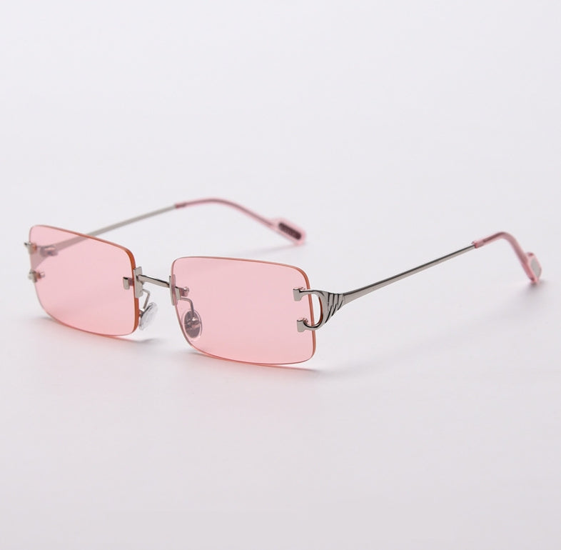 49810 Rimless Square Small Frame Punk Women Sunglasses Men Shades UV400 Vintage Glasses