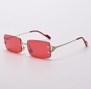 49810 Rimless Square Small Frame Punk Women Sunglasses Men Shades UV400 Vintage Glasses