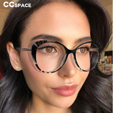 Load image into Gallery viewer, 49824 Round Big Frame Cat Eye Anti Blue Light Glasses Frames Women TR90 Computer Eyeglasses