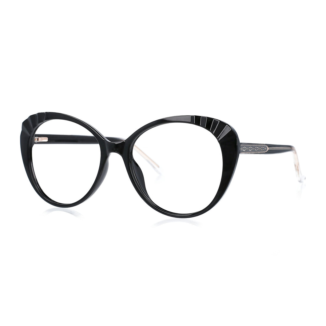 49824 Round Big Frame Cat Eye Anti Blue Light Glasses Frames Women TR90 Computer Eyeglasses