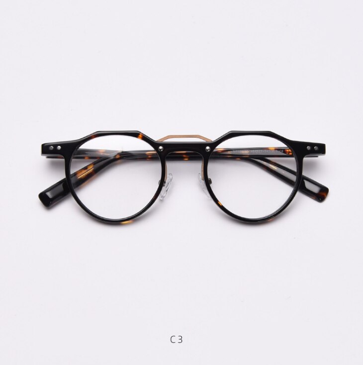49827 Retro Rice Nail Round Acetate Glasses Frames Men Women Computer Eyeglasses