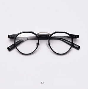 49827 Retro Rice Nail Round Acetate Glasses Frames Men Women Computer Eyeglasses
