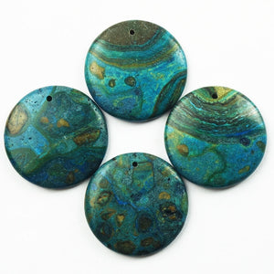 4Pcs 27x4mm New Ghost's Eye Jaspers Round Pendant Bead Th180915(Send Randomly)