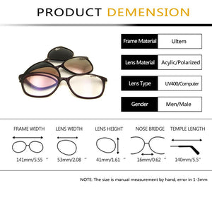4Pcs/Set Magnetic Eyeglass Frame Ultem Clip On  Sunglasses Women Polarized Sun Glasses UV400 Eyewear Optical Computer Glasses