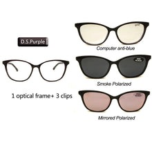 Load image into Gallery viewer, 4Pcs/Set Magnetic Eyeglass Frame Ultem Clip On  Sunglasses Women Polarized Sun Glasses UV400 Eyewear Optical Computer Glasses