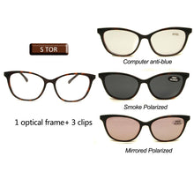 Load image into Gallery viewer, 4Pcs/Set Magnetic Eyeglass Frame Ultem Clip On  Sunglasses Women Polarized Sun Glasses UV400 Eyewear Optical Computer Glasses