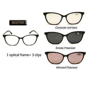 4Pcs/Set Magnetic Eyeglass Frame Ultem Clip On  Sunglasses Women Polarized Sun Glasses UV400 Eyewear Optical Computer Glasses