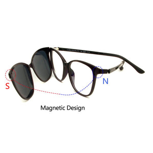 4Pcs/Set Magnetic Eyeglass Frame Ultem Clip On  Sunglasses Women Polarized Sun Glasses UV400 Eyewear Optical Computer Glasses