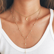 Carica l&#39;immagine nel visualizzatore di Gallery, 4Pcs/Set Women Necklaces Angel Heart Pink Crystal Virgin Mary Pendant Clavicle Chain Multilayer Gold Necklace Set Jewelry Gift