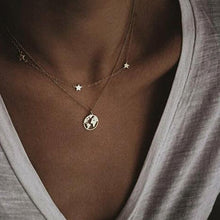 Carica l&#39;immagine nel visualizzatore di Gallery, 4Pcs/Set Women Necklaces Angel Heart Pink Crystal Virgin Mary Pendant Clavicle Chain Multilayer Gold Necklace Set Jewelry Gift