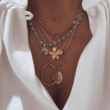 Carica l&#39;immagine nel visualizzatore di Gallery, 4Pcs/Set Women Necklaces Angel Heart Pink Crystal Virgin Mary Pendant Clavicle Chain Multilayer Gold Necklace Set Jewelry Gift
