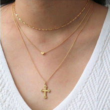 Carica l&#39;immagine nel visualizzatore di Gallery, 4Pcs/Set Women Necklaces Angel Heart Pink Crystal Virgin Mary Pendant Clavicle Chain Multilayer Gold Necklace Set Jewelry Gift