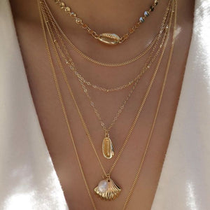 4Pcs/Set Women Necklaces Angel Heart Pink Crystal Virgin Mary Pendant Clavicle Chain Multilayer Gold Necklace Set Jewelry Gift