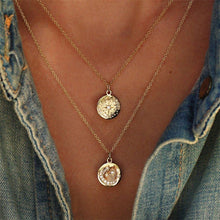 Carica l&#39;immagine nel visualizzatore di Gallery, 4Pcs/Set Women Necklaces Angel Heart Pink Crystal Virgin Mary Pendant Clavicle Chain Multilayer Gold Necklace Set Jewelry Gift
