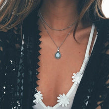 Carica l&#39;immagine nel visualizzatore di Gallery, 4Pcs/Set Women Necklaces Angel Heart Pink Crystal Virgin Mary Pendant Clavicle Chain Multilayer Gold Necklace Set Jewelry Gift