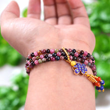Carica l'immagine nel visualizzatore di Gallery, 4mm Natural tourmaline Round beads Bracelet jewelry Fine Beaded Bracelets Jewelry For women Gift with certificate Drop Shipping