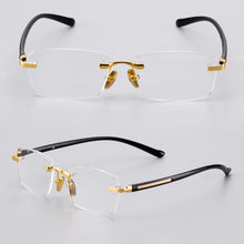 Load image into Gallery viewer, +5.0 +6.0 Man Reading Glasses Woman Natural Crystal Stone Glass Len Hyperopia  Rimless Presbyopia Eyeglasses +1.0 3.0 +4.5